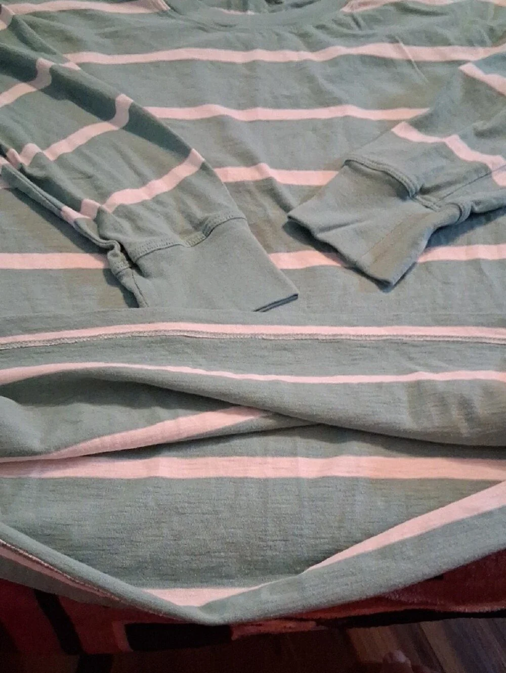 J. Crew Mint Green & White Striped Long-Sleeve Crewneck